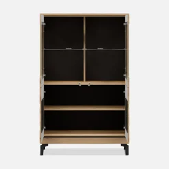 Witryny|Furni Home Witryna niska z czarnym dekorem KRIS