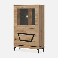 Witryny|Furni Home Witryna niska z czarnym dekorem KRIS