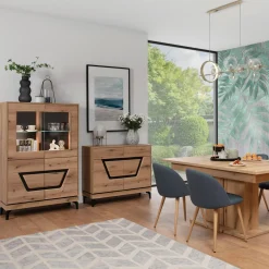 Witryny|Furni Home Witryna niska z czarnym dekorem KRIS