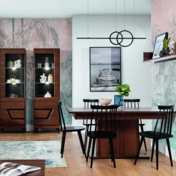 Furni Home Witryna niska z czarnym dekorem VERO