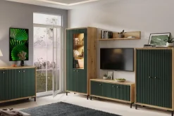 Witryny| Witryna z oświetleniem PARII butelkowa zieleń