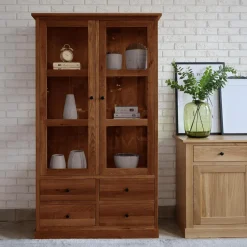 Witryny|inny Witryna z szufladami z litego drewna STELLA dąb koniakowy