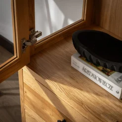 Witryny|inny Witryna z szufladami z litego drewna STELLA dąb naturalny