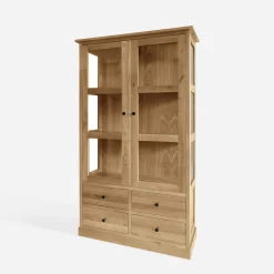 Witryny|inny Witryna z szufladami z litego drewna STELLA dąb naturalny