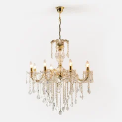 Żyrandole|Lampy Wiszące|Zumaline Żyrandol świecznikowy retro złoty CHATEAU 70 cm