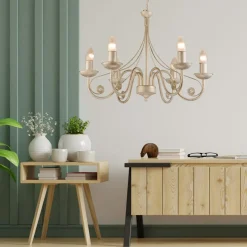 inny Żyrandol świecznikowy retro biało-złoty DONATO