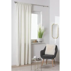 Zasłona żakardowa na taśmie jasnobeżowa FAVAR 140x260 cm