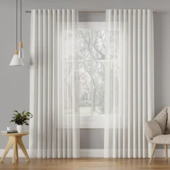 inny Zasłona do salonu biała BASIC 145x300 cm