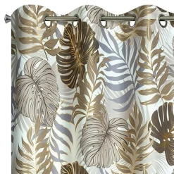 Firany, Zasłony I Akcesoria|Eurofirany Zasłona do salonu w liście brązowo-złota KORFU 140x250 cm