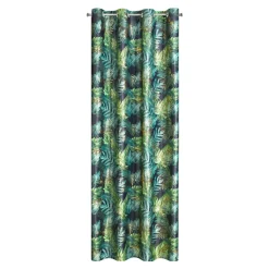 Firany, Zasłony I Akcesoria|Eurofirany Zasłona do salonu welurowa w liście, czarno-zielona DAVOS 140x250 cm