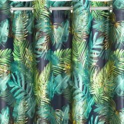 Firany, Zasłony I Akcesoria|Eurofirany Zasłona do salonu welurowa w liście, czarno-zielona DAVOS 140x250 cm