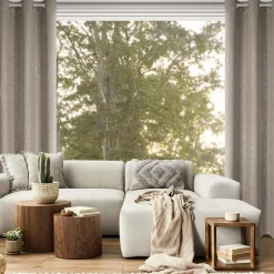 Firany, Zasłony I Akcesoria|Eurofirany Zasłona na przelotkach beżowo-szara OLETA 140x250 cm