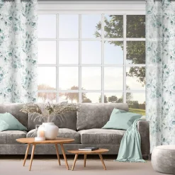 Eurofirany Zasłona na przelotkach biało-zielona SENA 145x250 cm