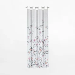 Firany, Zasłony I Akcesoria|Eurofirany Zasłona na przelotkach biało-różowa ANTEA 140x250 cm