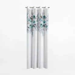 Firany, Zasłony I Akcesoria|Eurofirany Zasłona na przelotkach biało-turkusowa GRETA 140x250 cm
