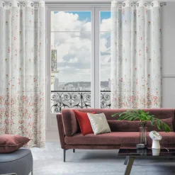 Firany, Zasłony I Akcesoria|Eurofirany Zasłona na przelotkach biało-różowa SONIA 140x250 cm