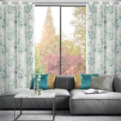 Firany, Zasłony I Akcesoria|Eurofirany Zasłona na przelotkach biało-turkusowa AVA 140x250 cm