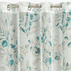 Firany, Zasłony I Akcesoria|Eurofirany Zasłona na przelotkach biało-turkusowa AVA 140x250 cm