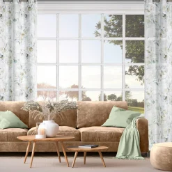 Firany, Zasłony I Akcesoria|Eurofirany Zasłona na przelotkach biało-niebieska SENA 145x250 cm