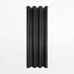 Firany, Zasłony I Akcesoria|Eurofirany Zasłona na przelotkach czarno-srebrna OLETA 140x250 cm