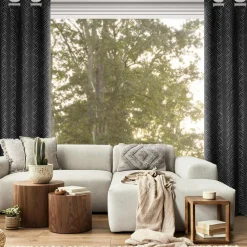 Firany, Zasłony I Akcesoria|Eurofirany Zasłona na przelotkach czarno-srebrna OLETA 140x250 cm