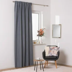 Firany, Zasłony I Akcesoria|inny Zasłona na taśmie szara NUIT 135x260 cm