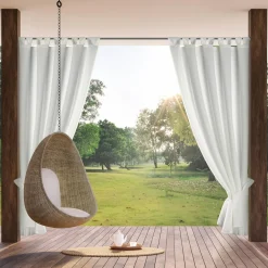 Eurofirany Zasłona na taras z szelkami na rzepy biała GARDEN 155x220 cm