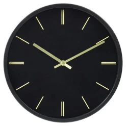 Zegar ścienny okrągły czarno-złoty 30 cm