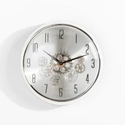 inny Zegar na ścianę z podwójnym mechanizmem srebrny 35 cm