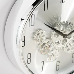 inny Zegar na ścianę z podwójnym mechanizmem srebrny 35 cm