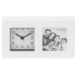 Zegar z ramką na zdjęcie biały