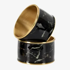 inny Zestaw 4 obrączek na serwetki czarny marmur 4 cm