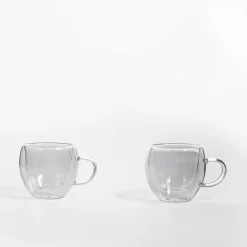 inny Zestaw 2 szklanek termicznych z podwójną ścianką z uchem 80 ml