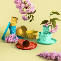 Talerze|inny Zestaw 4 talerzy plastikowych czerwony, 21 cm