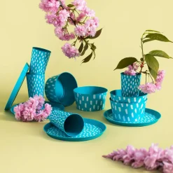 inny Zestaw 4 talerzy plastikowych niebieski, 21 cm