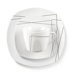 Serwisy Kawowe|Serwisy Obiadowe| Zestaw obiadowo-kawowy z porcelany ETHEL, 30 el.