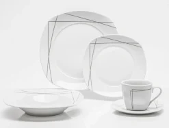 Serwisy Kawowe|Serwisy Obiadowe| Zestaw obiadowo-kawowy z porcelany ETHEL, 30 el.