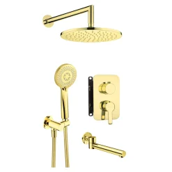 Umywalki I Baterie|Umywalki I Baterie|Deante Zestaw prysznicowy podtynkowy z wylewką wannową BXYYZQAM złoty połysk ARNIKA