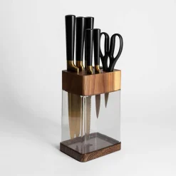 Prima Cucina Zestaw złotych noży w bloku COMO 8 el.