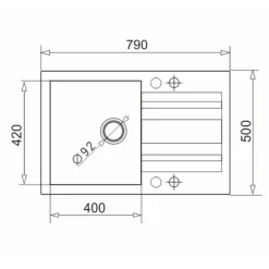 ZHEF Zlewozmywak APOLLO 79x50 cm z baterią HERA + syfon + korek black edition