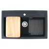 Zlewozmywaki|Alveus Zlewozmywak czarny CORNUS 40 + rollmata i deska kuchenna