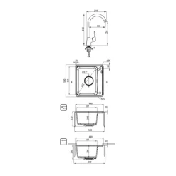 Zlewozmywaki|Deante Zlewozmywak granitowy czarny z baterią 55x44 cm