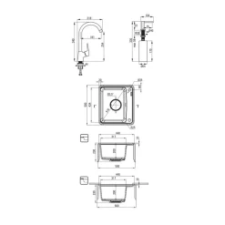Zlewozmywaki|Deante Zlewozmywak granitowy czarny z baterią i dozownikiem 55x44 cm