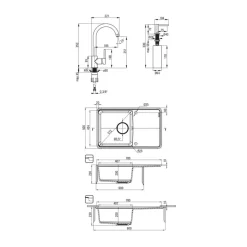 Zlewozmywaki|Deante Zlewozmywak granitowy z ociekaczem, baterią i dozownikiem czarny 78x50 cm
