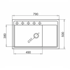 ZHEF Zlewozmywak HEROS 79x50 cm lewy z baterią IDEA i czarnymi akcesoriami