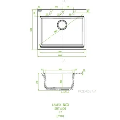 inny Zlewozmywak jednokomorowy LAVEO NOX 60x50 cm beżowy granitowy
