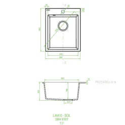 Zlewozmywaki|inny Zlewozmywak jednokomorowy 39x48 cm szary kamienny granitowy LAVEO SOL