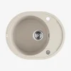 Zlewozmywaki|inny Zlewozmywak jednokomorowy okrągły z półociekaczem beżowy 58x47 cm LAVEO BOS