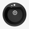 Zlewozmywaki|inny Zlewozmywak jednokomorowy 51x51 cm LAVEO FLOS okrągły czarny granitowy