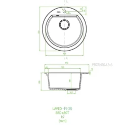 Zlewozmywaki|inny Zlewozmywak jednokomorowy 51x51 cm LAVEO FLOS okrągły czarny granitowy